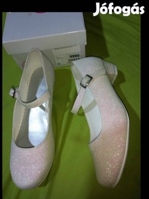 Új fehér alkalmi ünnepi elegáns ünnepi cipő, gyerek szandál