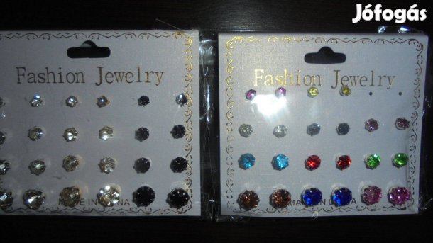 Új fehér fekete vagy színes köves strasszköves bizsu fülbevaló