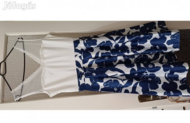 Új fehér/kék virágos női ruha ( M)