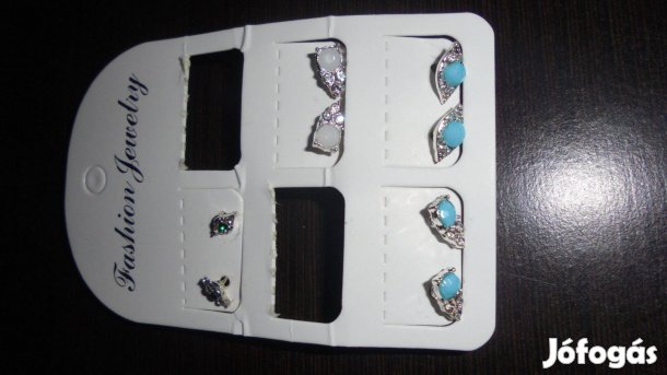 Új fehér köves strasszköves női bizsu fülbevaló