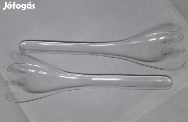 Új fehér műanyag kiszedő szervírozó kanál villa 26 cm_ 2 db 600_