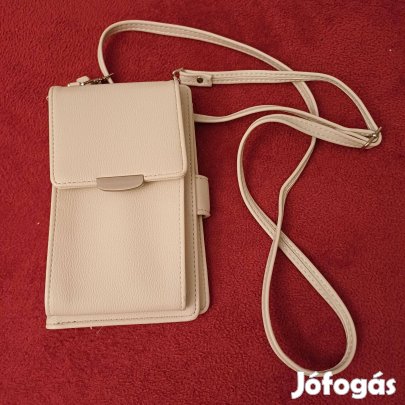 Új fehér műbőr mobiltartó/pénztárca