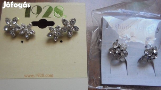 Új fehér női strasszköves köves virág alakú bizsu fülbevaló - 2 féle
