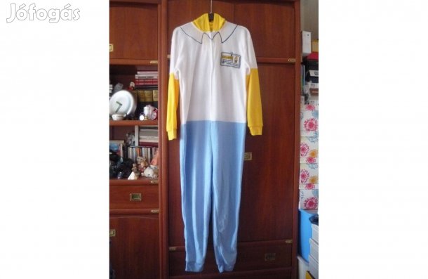 Új fehér sárga kék termo kapucnis kezeslábas overál 46-os