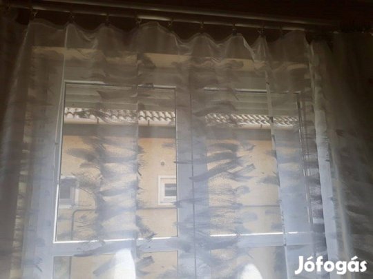 Új fehér satír csíkos, függöny Ólomzsinórral (5x 175cm) Behúzóval