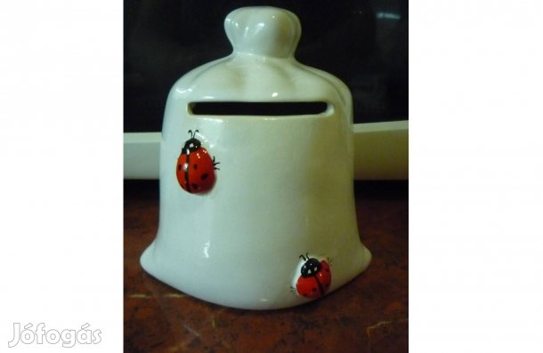 Új fehér színű zsák persely katicákkal