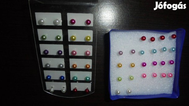 Új fehér vagy színes tekla gyöngy bizsu fülbevaló - többféle méret