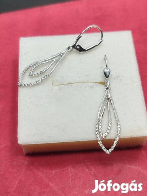 Új fehérarany fülbevaló függő cirkóniával 32000ft/g