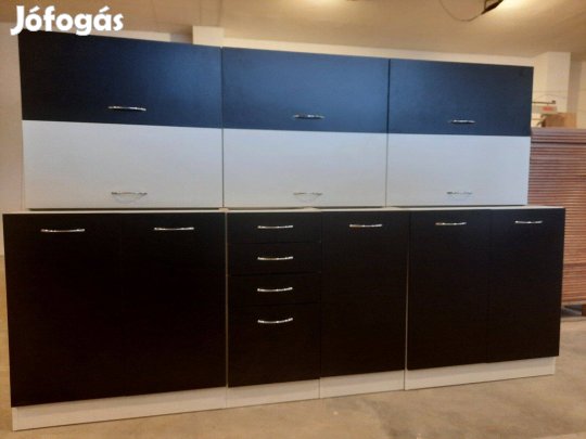 Új fekete-fehér matt konyhabútor akár bontva is (AJ151)