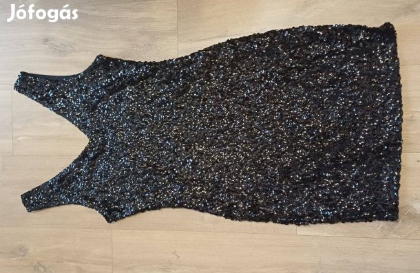 Új fekete flitteres női miniruha (M)