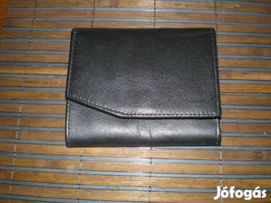 Új fekete műbőr pénztárca többrekeszes, aprópénztartóval