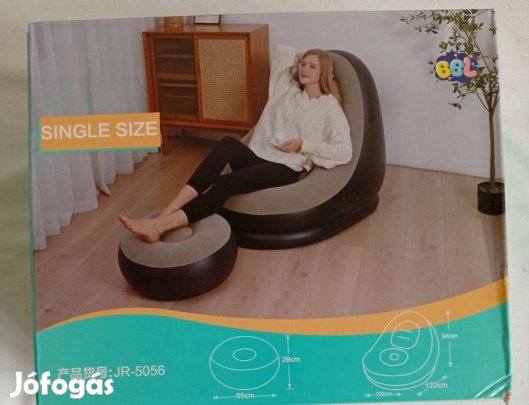 Új felfújható fotel lábtartóval 70 cm háttámla