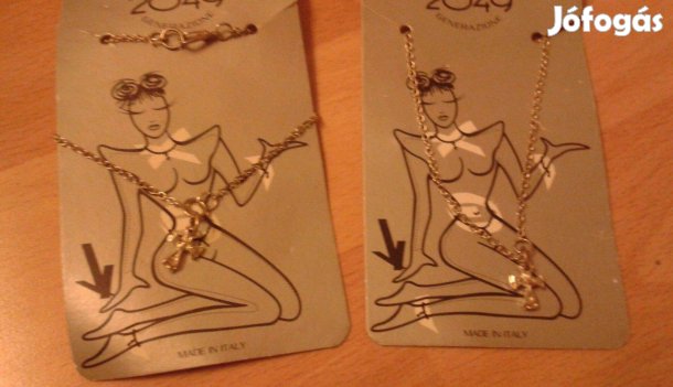 Új fém karkötő, bizsu ékszer kereszt v. szív medállal