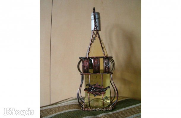 Új fém üvegtartó, palacktartó, palack tartó, palack nélkül