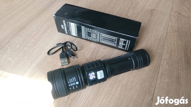 Új fényes LED elemlámpa USB C akkus lámpa cseppálló könnyű zseblámpa