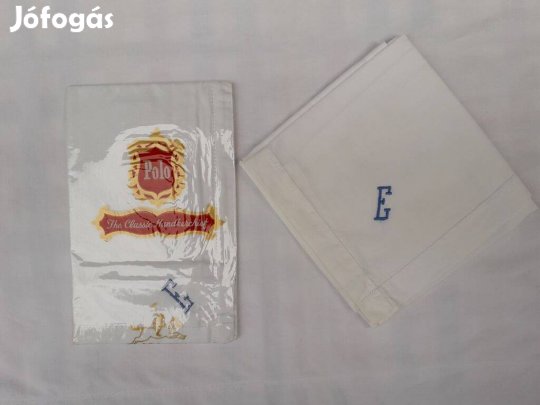 Új férfi textil zsebkendő "E" monogrammal, "Polo"