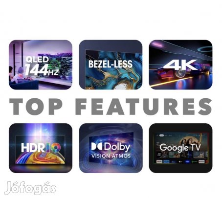 Új fóliás Smartech 4K Qled 55" 139cm 144HZ TV