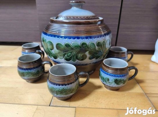 Új forralt boros/puncsos mázas cserépedény készlet!