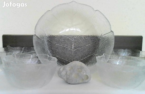 Új francia Arcoroc üveg salátás tál készlet 1+6