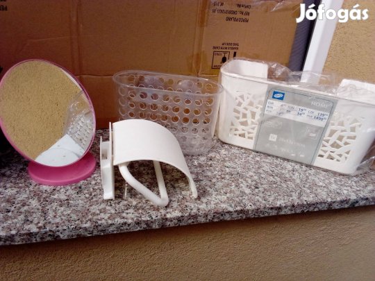 Új fürdőszoba felszerelés tükör kosár wc papír tartó