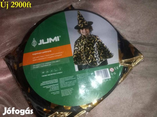 Új gyerek boszorkány jelmez, kalap és köpeny, boszi babajelmez, 2900