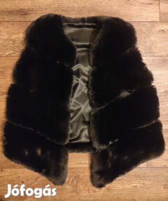 Új gyönyörű fekete minőségi szőrme mellény - L