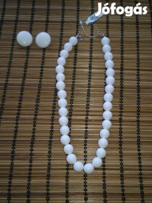 Új hófehér női bizsu nyaklánc fülbevalóval együtt