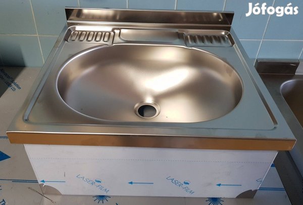 Új inox fóliás ipari nagy konyhai kézmosó mosdó mosogató