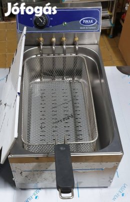 Új inox ipari 16 l-es halsütő olajsütő fritőz hőkioldóval ce papirokka