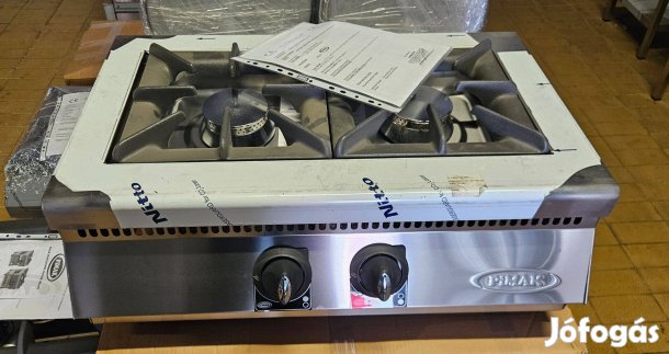Új inox ipari 2 égős asztali gáztüzhely főzőtüzhely 7kw-os égőkkel