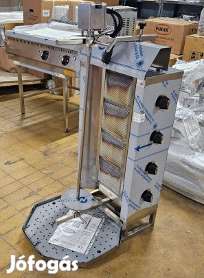 Új inox ipari biztonsági szelepes motoros 4 égős pimak gyros gyrossütő