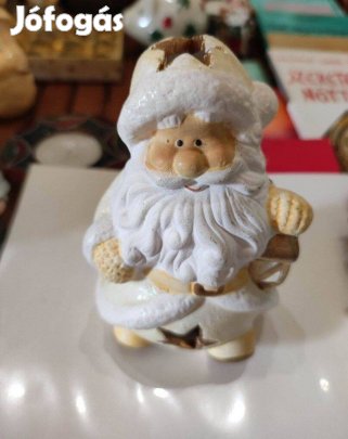 Új karácsonyi mécsestartó dísz, kerámia Mikulás Télapó dekoráció