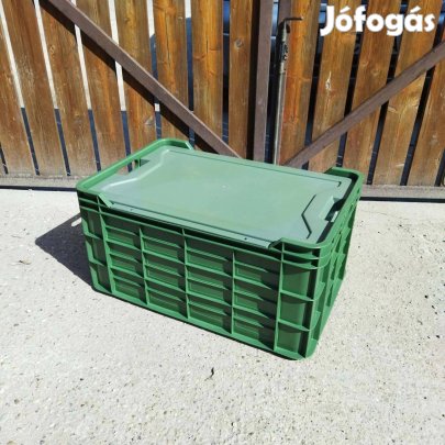 Új kb 60l fedeles tároló erős M30 láda levehető tetejű műanyag doboz