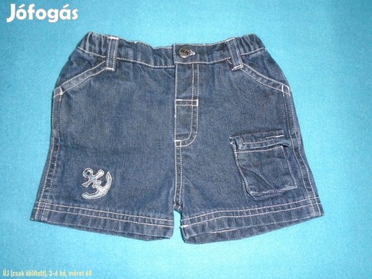 Új kék farmer rövidnadrág 3-6 hó (méret 68) új, csak öblített