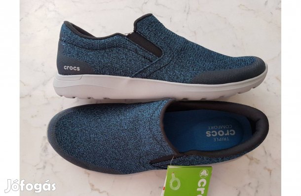 Új kék-fekete mintás Crocs slip-on vászoncipő,Tripla komfortos