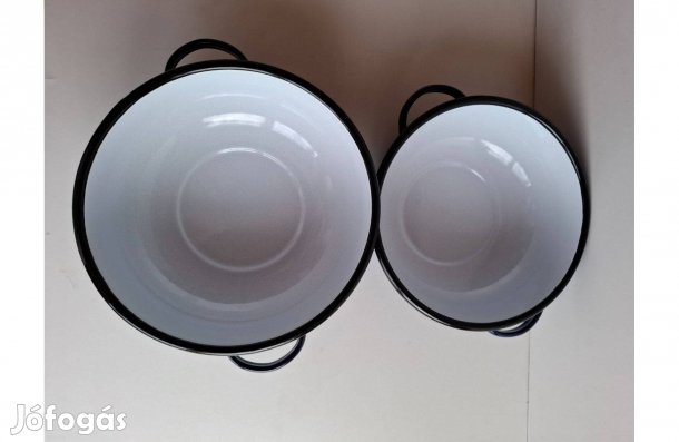 Új kék zománcozott tál paraszttál 24 és 22 cm 2 db egyben