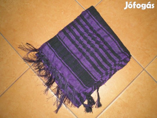 Új kendő vagy sál rojtokkal nagyméret, lila és fekete színben