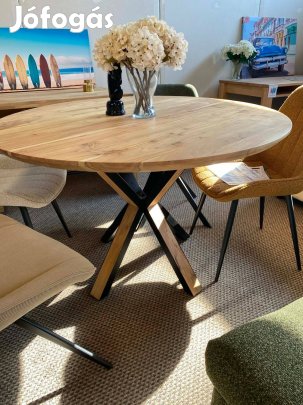 Új kerek Sonja fekete akácfa fa asztal étkezőasztal ebédlőasztal