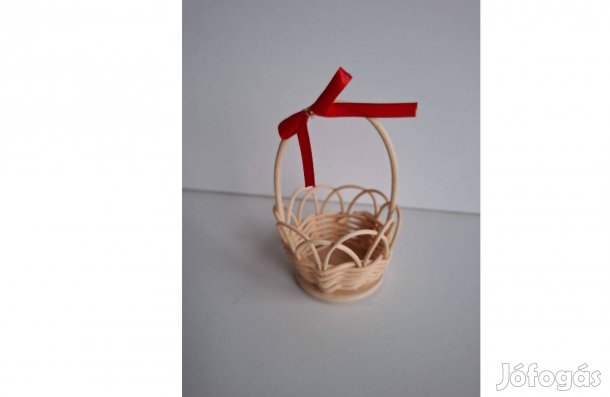 Új kerek natur peddignád fonott mini füles kosár 6*10 cm