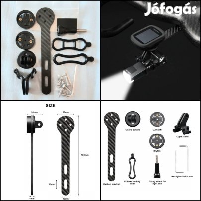 Új kerékpár computer, kamera, lámpa tartó szett, karbon.