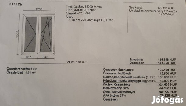 Új kétszárnyas ablak