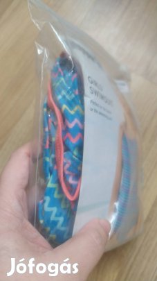 Új kislány kék rózsaszín csíkos úszódressz, fürdőruha