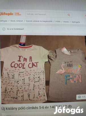 Új kislány póló 5-6 év 1600 Ft/ 2 db