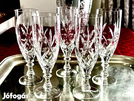 Új kristály 5 darabos pezsgős pohárkészlet