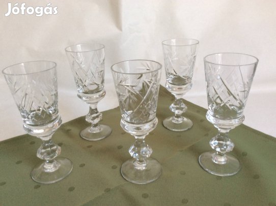 Új kristály boros pohár, 5 db-os készlet