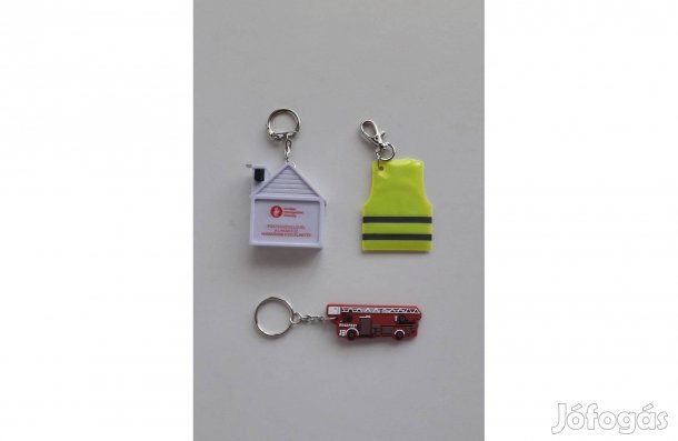 Új kulcstartó - mérőszalagos, fényvisszaverő, tűzoltóautó darabár_