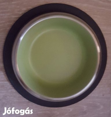 Új kutya v. macska etető tál rozsdamentes acél, trendi zöld belső %%