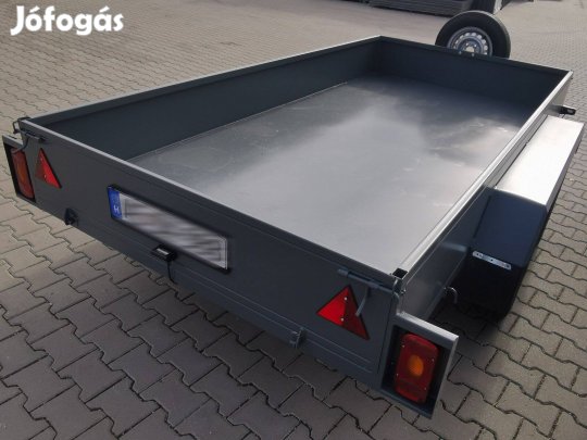Új laprugós 2 tengelyes utánfutó (150x300 x 30 cm) 750 KG