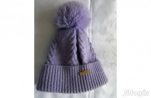 Új lila színű géppel kötött akryl sapka világos termo béléssel