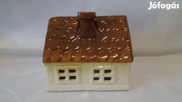 Új mázas kerámia cseréptetős ház dupla mécsestartóval
